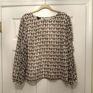 Talbot’s Black/White polyester Blouse, Size 14 W